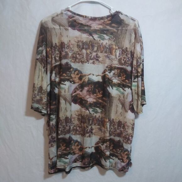 Missguided Renaissance Art Angel Mesh Short Sleeve Tee Multi Color Size 2 - Picture 8 of 8